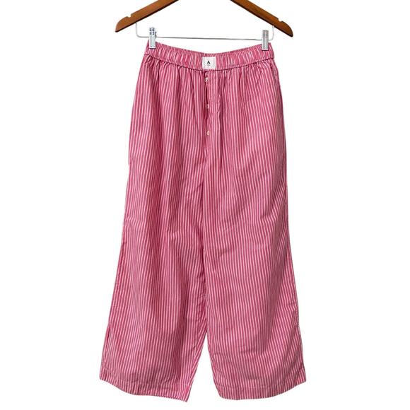 Anthropologie The Wren Boxer Pants Small Petite SP Pink Stripe Wide Leg Lounge - Picture 5 of 13